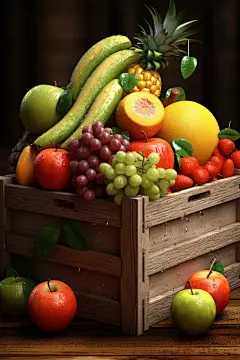 种类丰富的新鲜水果照片摄影图