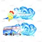 Vector watercolor summer surfing banners set with 