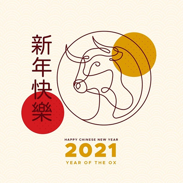 2021牛年新年抽象的牛元素logo背景...
