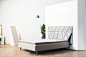 吱音新品伸呼吸床 北欧简约布艺床1.5m1.8米双人床创意设计师家具-淘宝网