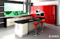 厨房灰色棕色红色厨房简约岛台现代色调色彩搭配另类彩色