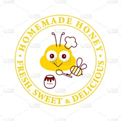 可爱的自制蜂蜜与蜜蜂图形向量