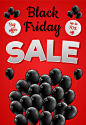 Concept of minimalistic banner with balloons for Black Friday. Vector.