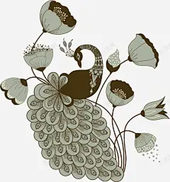 卡通手绘文艺简约孔雀动物插画设高清素材 海报设计 设计图片 页面网页 平面电商 创意素材 png素材