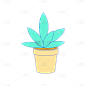 卡通风植物盆栽元素