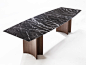 Rectangular marble table and canaletta walnut base ALAN | Rectangular table by Porada