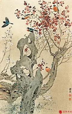 正是艺术邹传安梅园雀躁工笔房间装饰品办公室装饰画房间装饰壁挂--潘家园网网上店铺