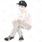 手绘男孩动漫风二次元人物元素