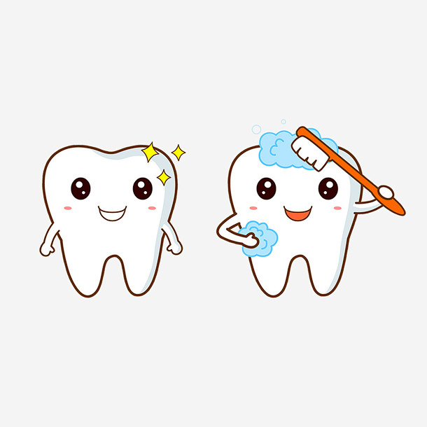卡通刷牙的牙齿干净的牙齿上素材