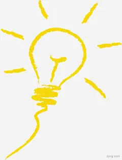 卡通手绘黄色简笔画灯泡png素材透明免抠图片-卡通手绘