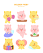 萌态小猪 表情心情 表情图标 萌猪表情插画设计AI d305t000537