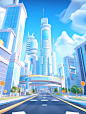 Based on reference images, render a street view image related to medical technology themes and aerial cities, with a rounded structure, strong lighting, blue sky and white clouds, modern style, fashion and simplicity, C4D, ultra high definition, 8k, high 