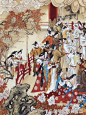 画家张嘉应老师国画《大唐盛世》精品细节人物栩栩如生歌舞升平