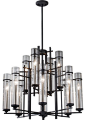 Ethan Antique Forged Iron/Aged Walnut Twelve-Light Chandelier - modern - chandeliers - Bellacor