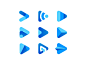 Play Logo Concept icon triangle web wifi internet minimal simple gradient blue brand mark shadow paper plane audio music concept logo play video