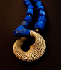 Necklace | Hella Ganor. 2011  Lapis beads, 14k gold  The Netline Series: 