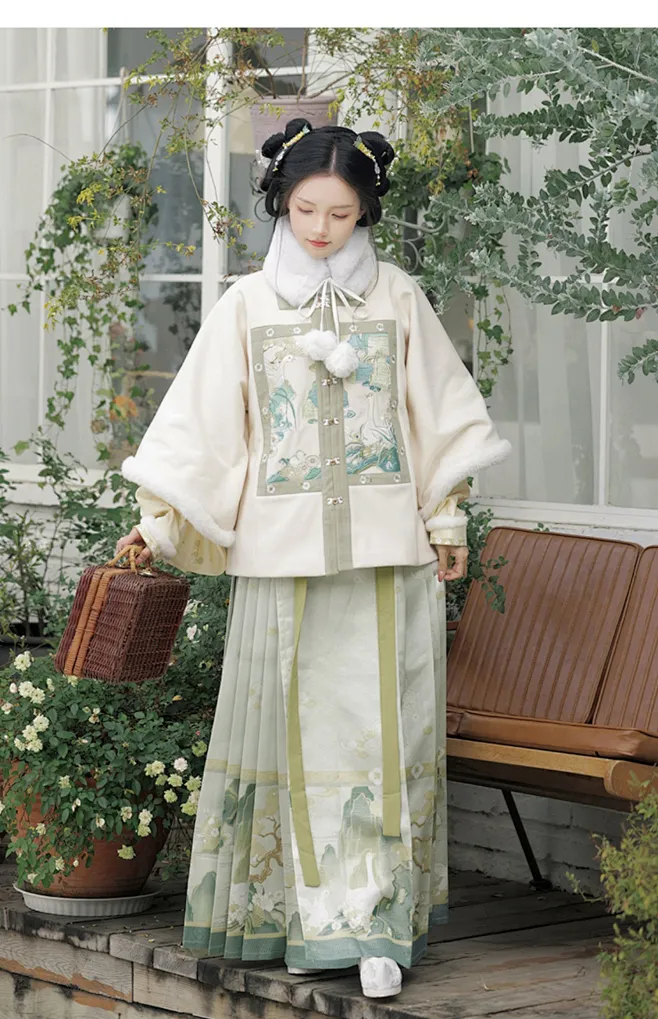 桔屿【晴江观鸭】原创汉服女明制琵琶袖加厚方领半袖马面裙秋冬季-tmall.com天猫-花瓣网