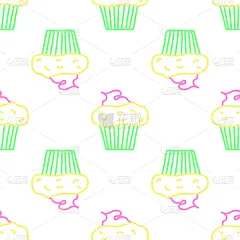 草图,矢量,松饼,式样,插画,早晨,文字,图标,可爱的,周年纪念