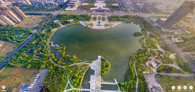 航拍枣庄五月的凤鸣湖全景720，那叫一个...