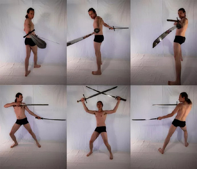 【绘画参考】5种武器69个打斗动作（动态...