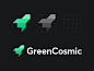 GreenCosmic cosmos speed currency launch identity branding design flat roi consultacy application cosmic space value branding finance conversion green money rocket