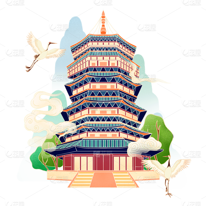 金边国潮风-城市建筑地标主题