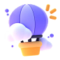Empty Hot Air Balloon  3D Icon