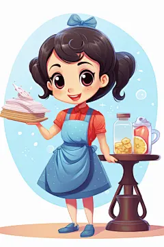 女服务员女性服务员卡通人物插画图片