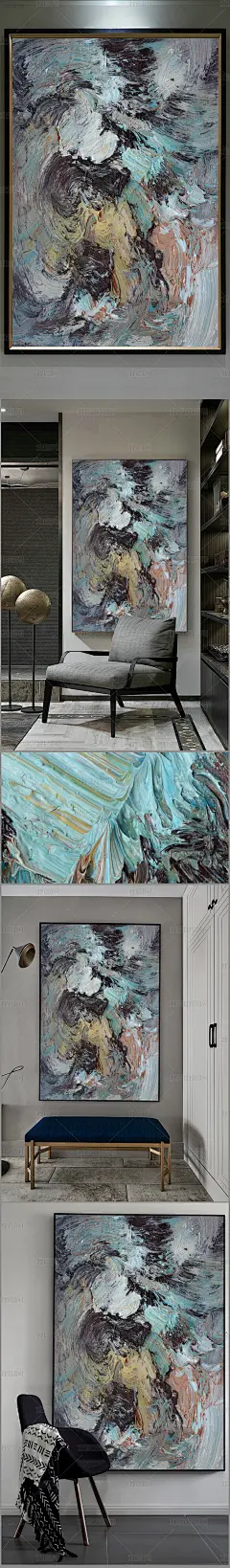 高清立体抽象油画艺术玄关（一千两百零六十八）