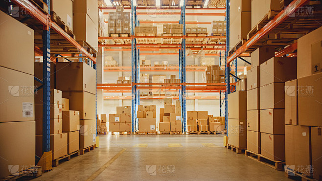 Large Retail Warehouse full of Shelves with Goods
