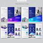 紫蓝色商务企业宣传三折页小册子设计模板-向日葵资源站
