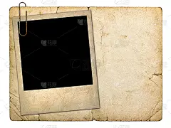 旧纸板和一张旧照片