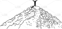 silhouette man hand up on top mountain