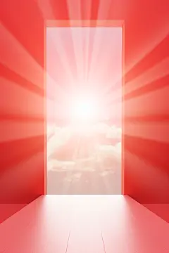 红色大门发光通道空间感喜庆背景图