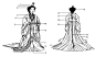 明治时期  皇族女子盛装
1.平额 
2.钗子
3.栉
4.唐衣 
5.表着
6.五衣 
7.打衣 
8.単 
9.长袴 
10.桧扇
11.裳的小腰 
12.大垂髪 
13.絵元结 
14.红 
15.こびんさき 
16.裳的引腰
18.长髢 
19.裳