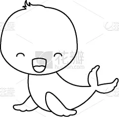 可爱的,可爱,海豹,草图,讽刺漫画,宠物,动物园,图像,剪影,爱