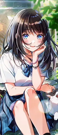 しんいし智歩  二次元少女  
动漫壁纸  水手服  小猫咪