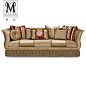 慕妃高端定制客厅家具法式美式新古典实木布艺软包三人沙发CP30