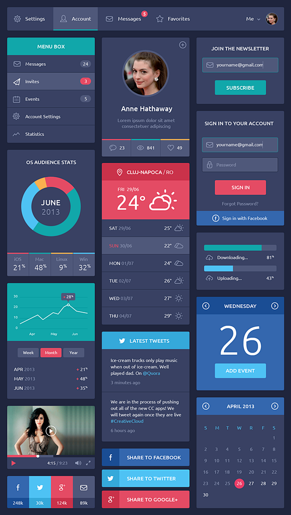 Flat Design UI Compo...