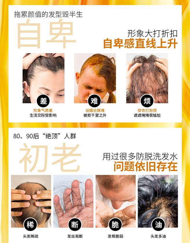 迪彩草本人参无硅油防脱发洗发水头皮清洁控...