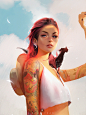 Crimson, Ross Tran : New painting! The lovely folks at XP-PEN gave me their new tablet to try out and review. Thought i'd work on my paintings I had in progress with it! I had so much fun with the tattoos  Hope you guys dig it. Giveaway info in the video 