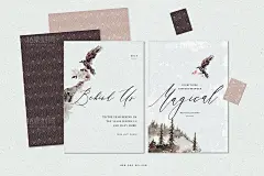 手绘水墨山林乌鸦PSD分层素材 - 素材中国16素材网