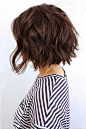 Wavy Choppy Short Dark Bob: 