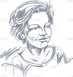 手绘矢量插图美丽浪漫的女人。