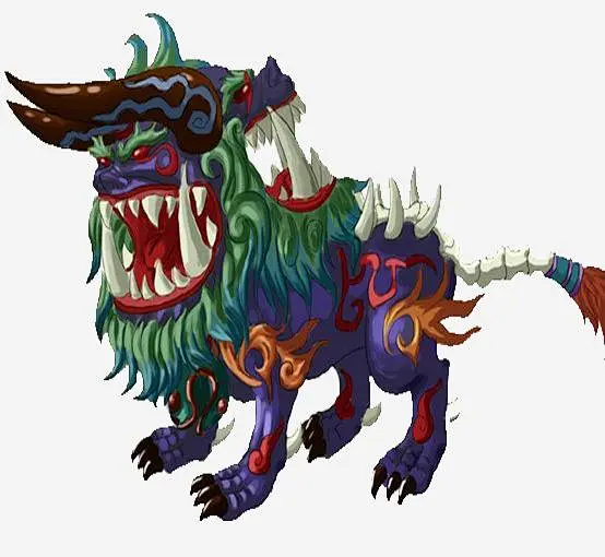 饕餮(tāo'tiè)-------似狼，好饮食。钟鼎彝器上多雕刻其头部形状作为装饰。贪食的恶兽，吃得只剩头部，有首无身。山海经：其形如羊身人面，眼在腋下，虎齿人手。