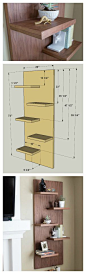 DIY木工，整体壁挂式单板置物架的尺寸数据。