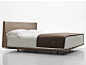 Tanned leather double bed with upholstered headboard ALYS Alys Collection by B