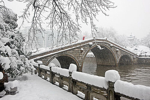 难得一见的江南雪景