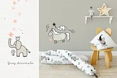 80312点击图片可下载可爱手绘卡通动物线稿相框画装饰图案AI矢量海报包装背景设计素材 (5)