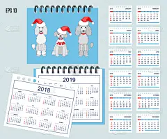 2018,2019,书桌,墙,日历,小山羊,可爱的,商务,螺线,计划书